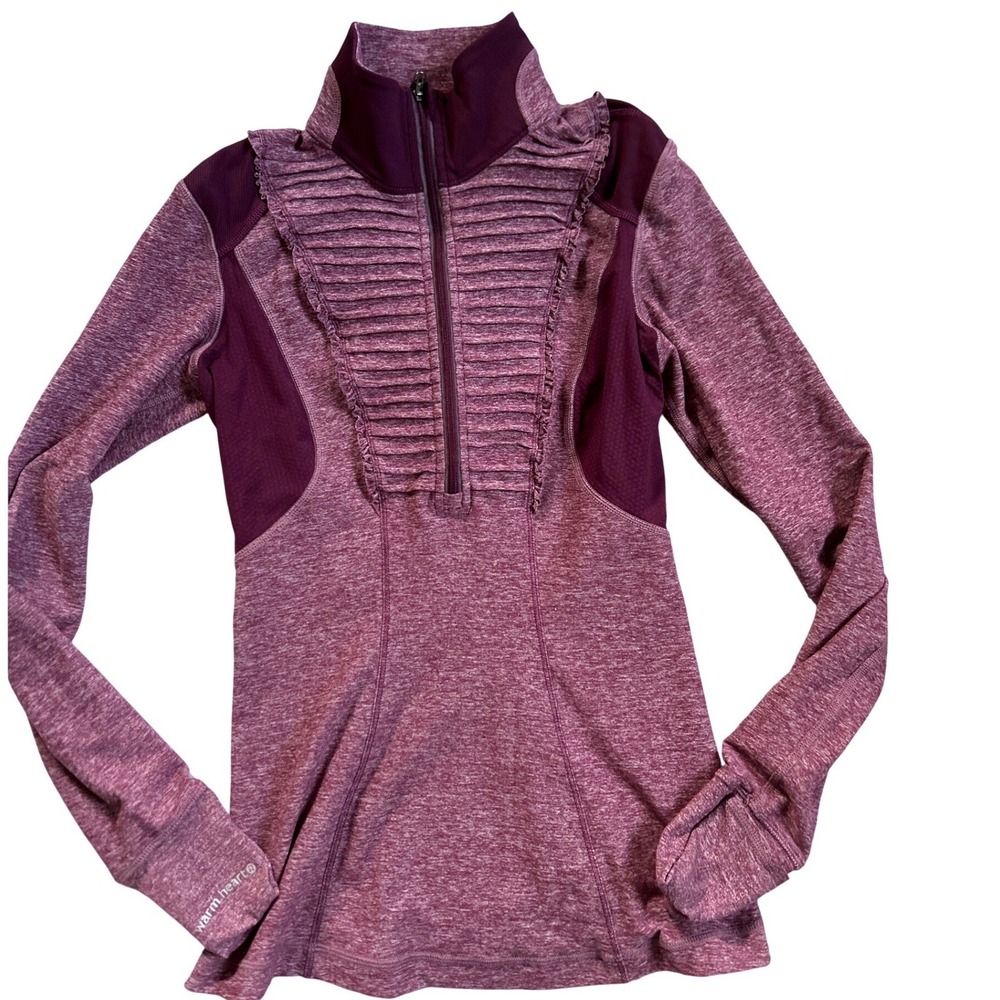 Lululemon Run your Heart Out Quarter Zip Pullover Heathered Plum Back Pocket 4